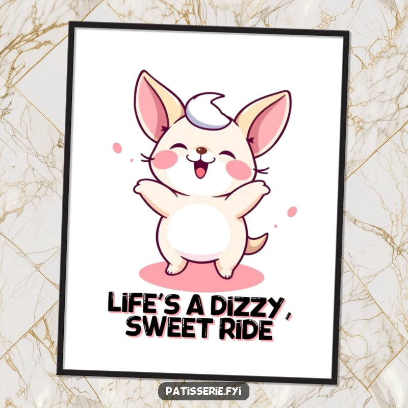 Funny Free Printable Wall Art: A giggling petit four doing a joyful spin, adding quirky charm to any wall.