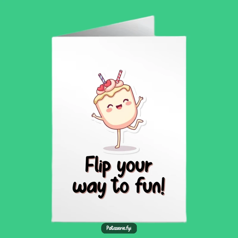 Free Printable Birthday Card: Funny Cake Pop Cartwheel Greeting for a Joyful Celebration