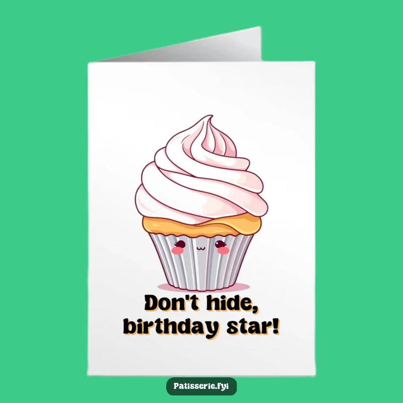 Free Printable Birthday Card: Shy Cupcake's Sweet Peek, Funny Downloadable Gift