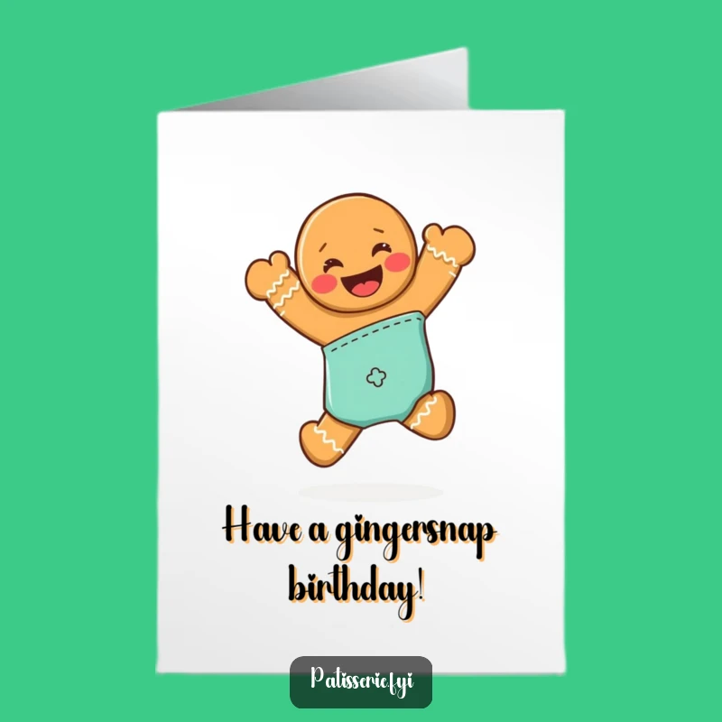 Happy Birthday Free Printable Card: Jumping Gingerbread Man, Downloadable Fun Greeting