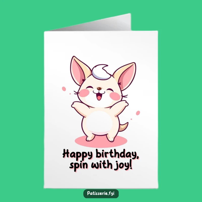 Wish them a spinning good birthday with this giggling petit four card! It's a free printable, so easy to print at home.