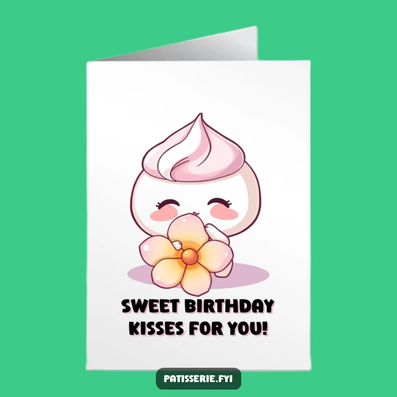 Excited Meringue Kiss Free Printable Birthday Card, Tender Downloadable Gift for Sweet Wishes