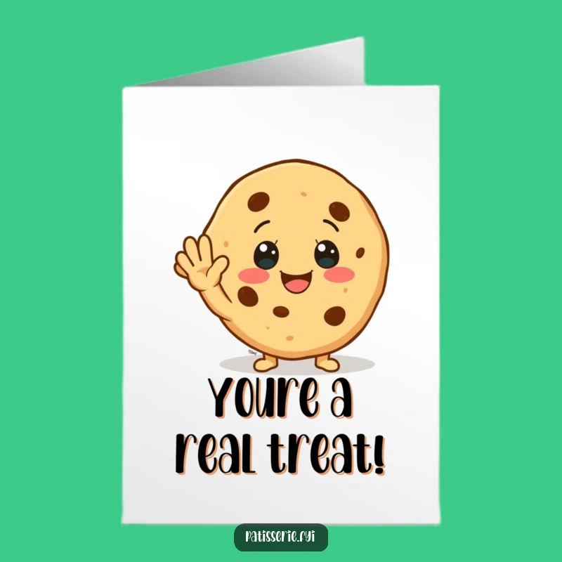 Free Printable Congrats Card: Enthusiastic Cookie Waves Hello to Your Success