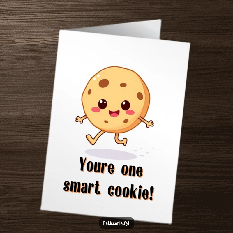 Funny Free Printable Cookie Congratulations Card: A cheerful cookie character happily skipping creating a sugar sprinkle trail