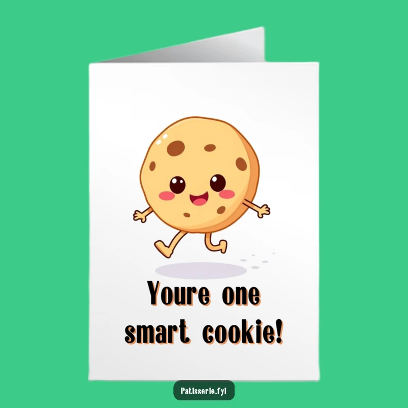 Free Printable Cookie Congrats Card: Skipping Character Celebrates Wins, Funny Downloadable Gift