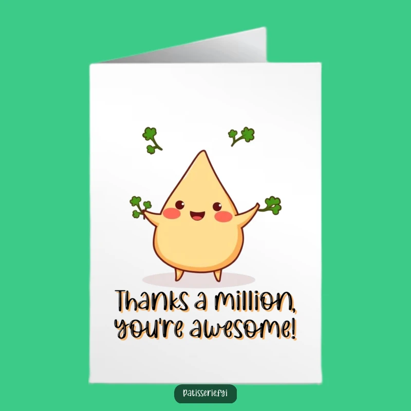 Free Printable Thank You Card: Samosa Cilantro Juggling Funny Downloadable Gift