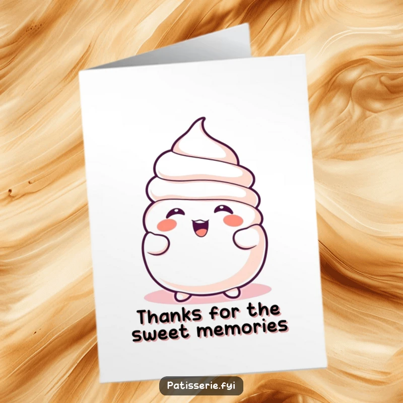 Funny Free Printable Thank You Card: a gleeful meringue character laughs heartily while slightly deflating.