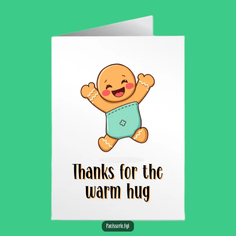 Thank You Free Printable Card: Jumping Gingerbread Man, Downloadable Grateful Greeting