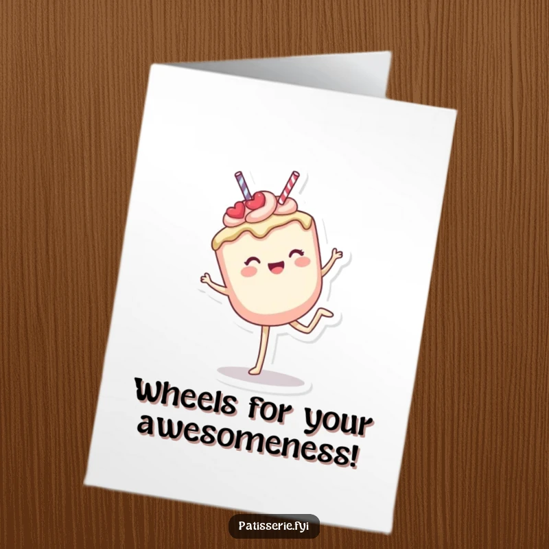 Funny Free Printable Thank You Card: A happy cake pop character performing a cartwheel to show sincere appreciation.