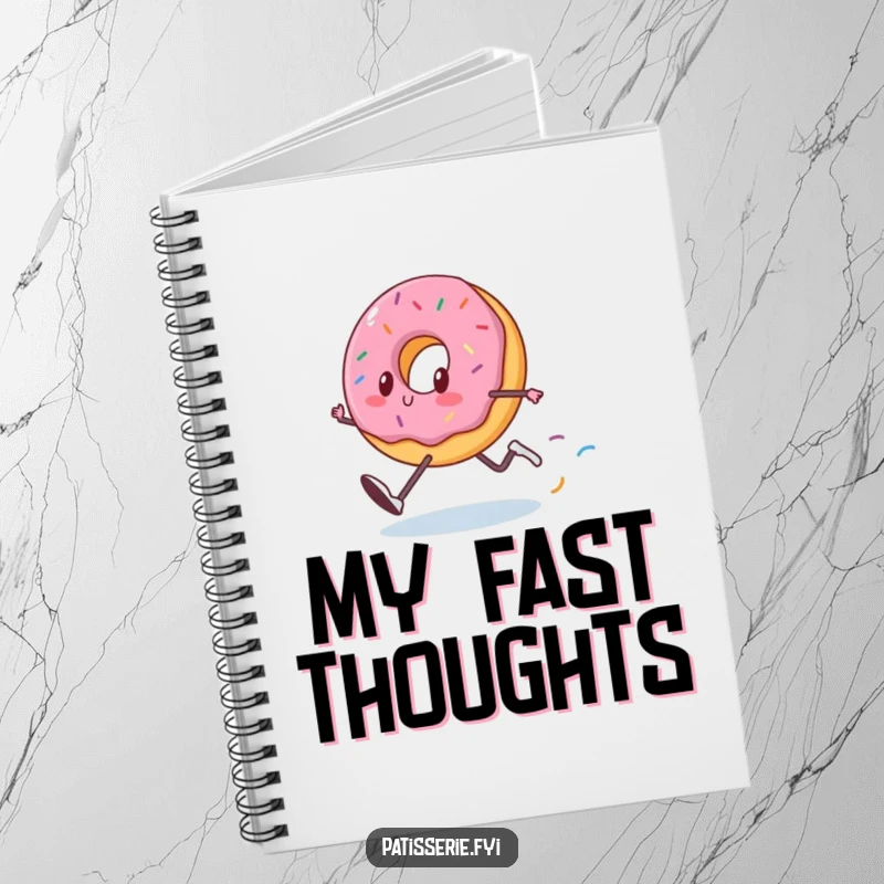 Funny Donut Notebook: A happy donut runs fast, leaving sprinkles, ideal for writing down funny and speedy ideas.