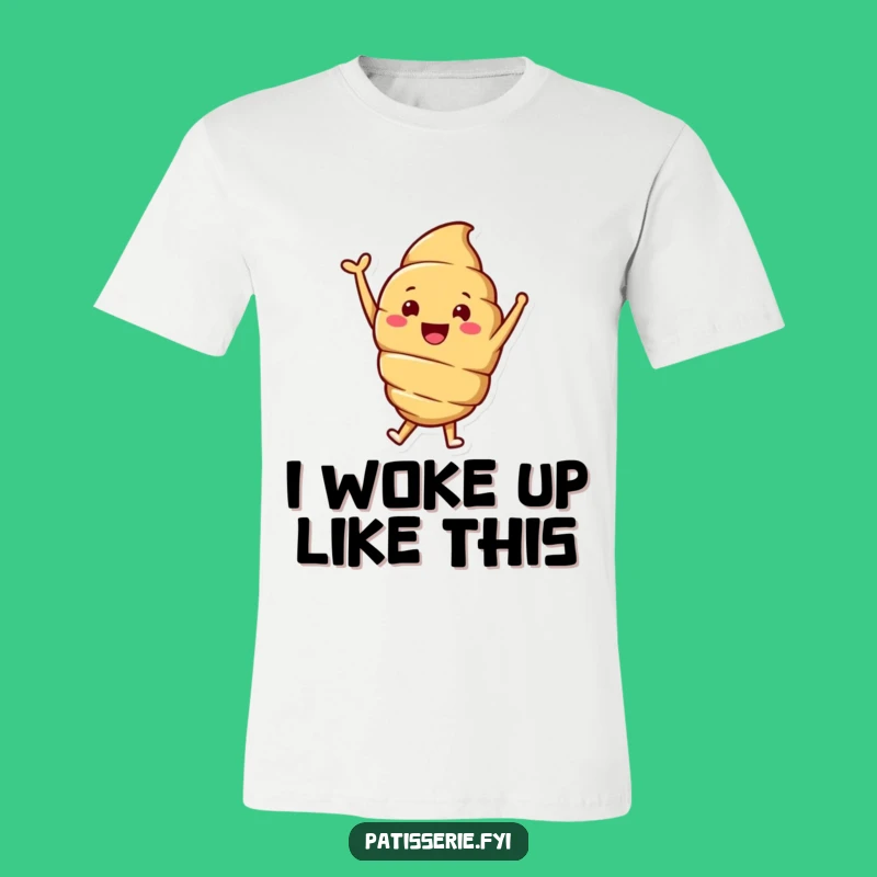 Funny Croissant T-Shirt: Joyful Jump, Smiling Baker's Delight Tee