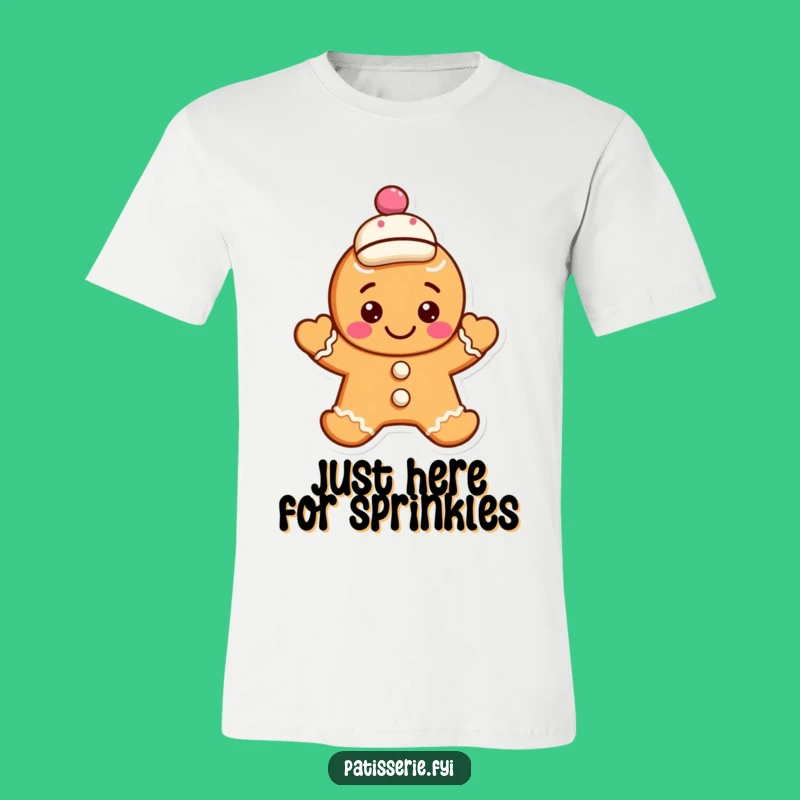 Funny Gingerbread Cookie T-Shirt: Waving Character, Jaunty Cap - Hilarious Gift