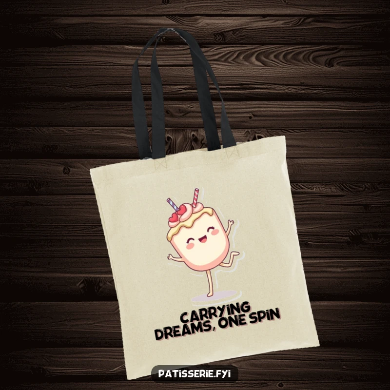 Funny Tote Bag: A delightful cake pop mid-cartwheel, bringing cheer and playful energy to your everyday carry.
