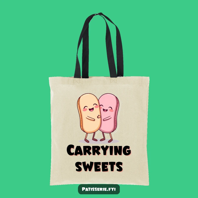 Funny Giggling Macaron Tote Bag, Hugging Sweet Treat Accessory