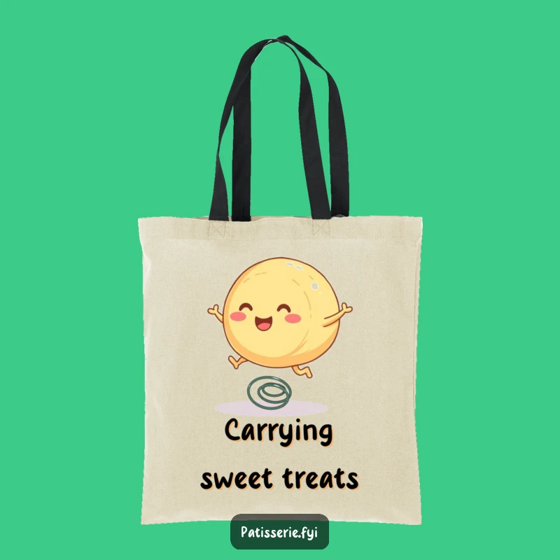 Funny Pastry Tote Bag - Bouncing Baked Good Carry-All, Cute Funny Gift